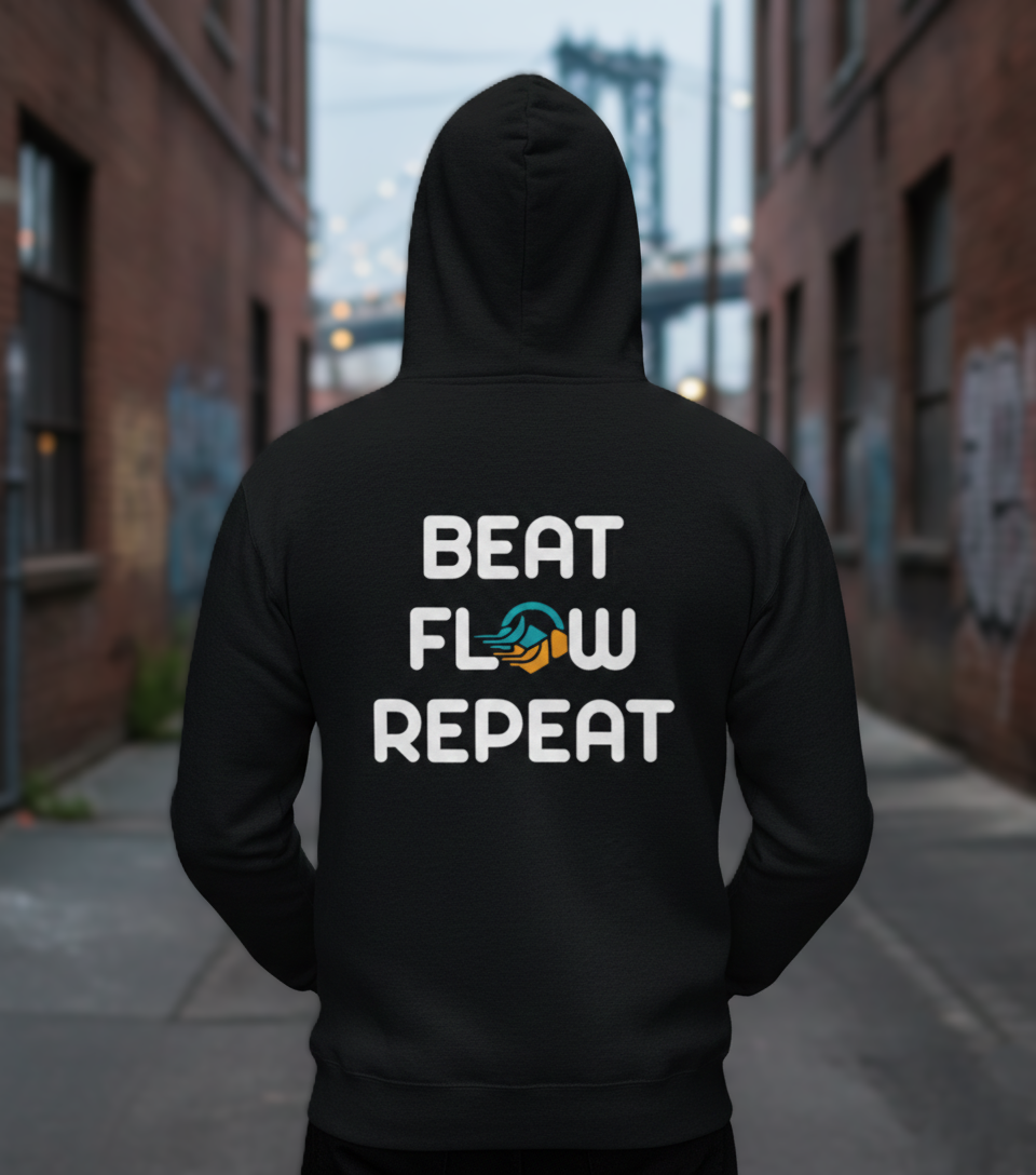 BeatFlow3D Signature Oversized Hoodie (380 GSM) – "Beat Flow Repeat" Edition