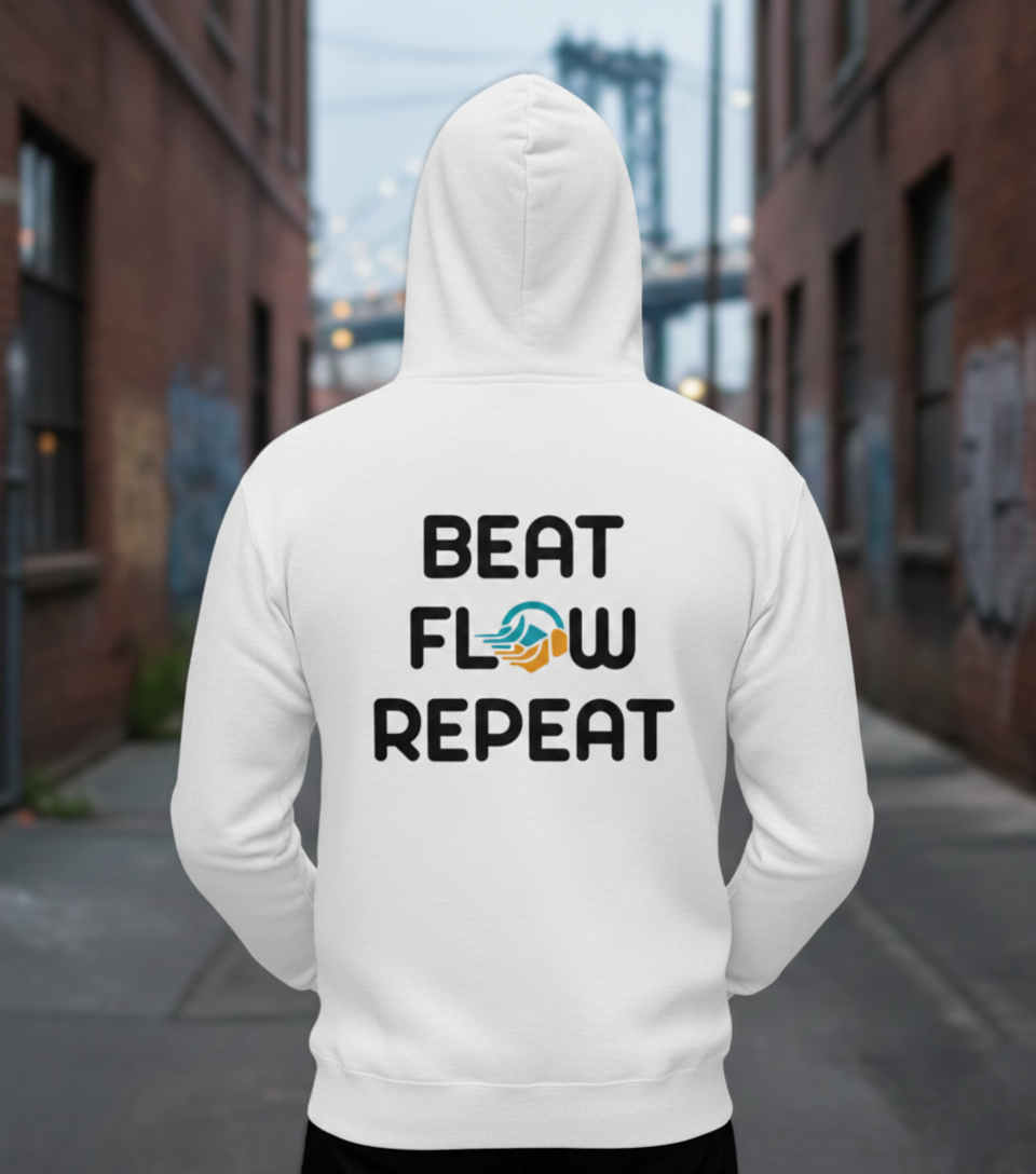 BeatFlow3D Signature Oversized Hoodie (380 GSM) – "Beat Flow Repeat" Edition