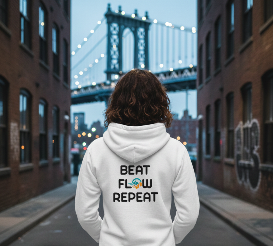 BeatFlow3D Signature Oversized Hoodie (380 GSM) – "Beat Flow Repeat" Edition
